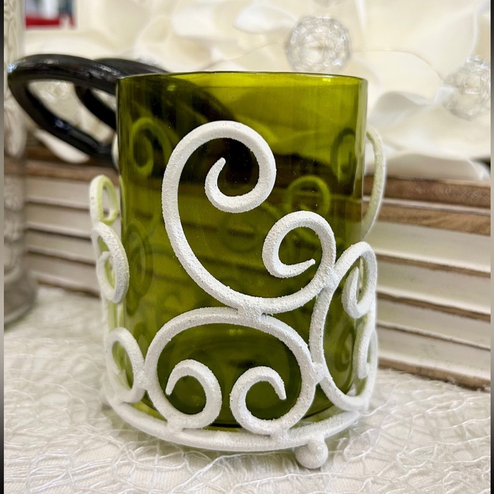 METAL AND GLASS CANDLE HOLDER/ VASE